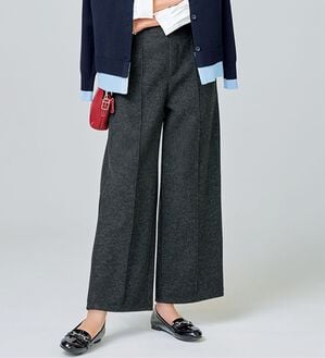 BELLUNA（ベルーナ）の「圧縮ニット素材ワイドパンツ（ワイドパンツ・ガウチョ）」｜杢チャコール