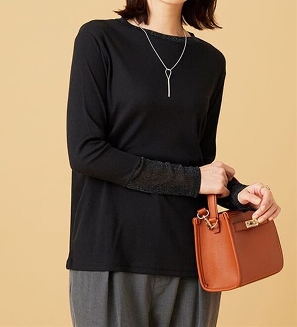 BELLUNA（ベルーナ）の「衿＆袖ラメチュール切替プルオーバー（カットソー）」｜詳細画像