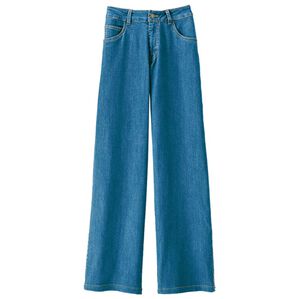 BELLUNA（ベルーナ）の「ぐんぐん伸びるデニムパンツ　ワイド（フルレングスパンツ）」｜ブルー