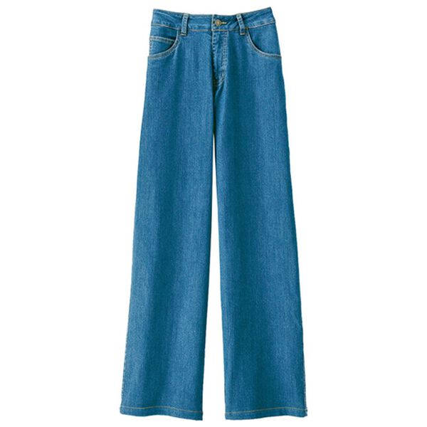 BELLUNA（ベルーナ）の「ぐんぐん伸びるデニムパンツ　ワイド（フルレングスパンツ）」｜ブルー