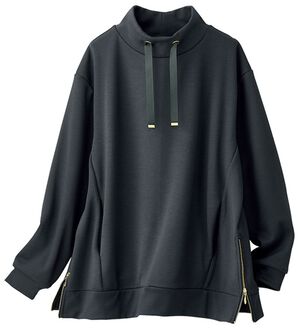 BELLUNA（ベルーナ）の「サイドジップスタンド衿プルオーバー（カットソー）」｜チャコールグレー