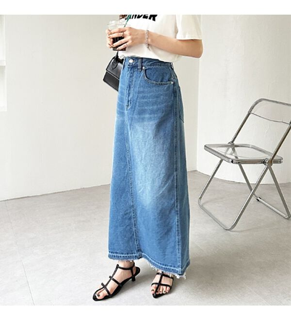 GeeRA（ジーラ）の「バックスリットデニムロングスカート（ロングスカート）」｜詳細画像