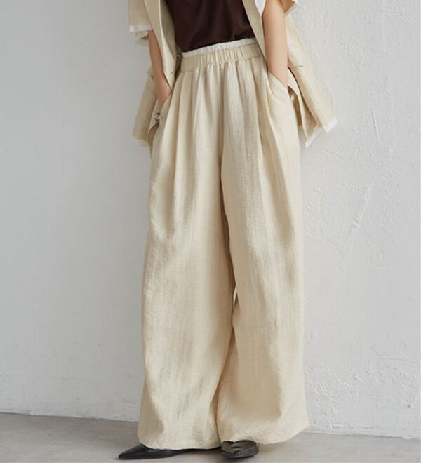 RANAN（ラナン）の「ダブルウエストシアーイージーパンツ（ワイドパンツ・ガウチョ）」｜詳細画像