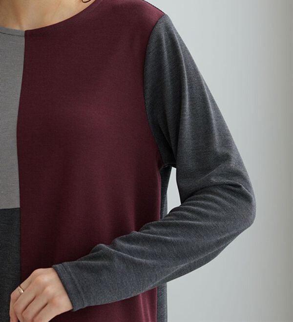 BELLUNA（ベルーナ）の「かのこ素材配色ブロッキングチュニック（チュニック）」｜詳細画像
