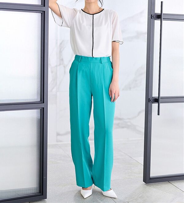 選べる2丈】機能付！美脚シルエットセンタープレスワイドパンツ