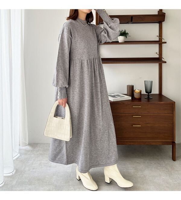 GeeRA（ジーラ）の「フィット＆フレアーニットワンピース（ニットワンピース）」｜詳細画像