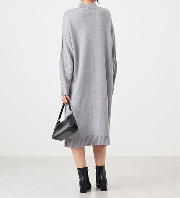 BELLUNA（ベルーナ）の「ケーブル柄ロング丈ニットワンピース（ニットワンピース）」｜詳細画像