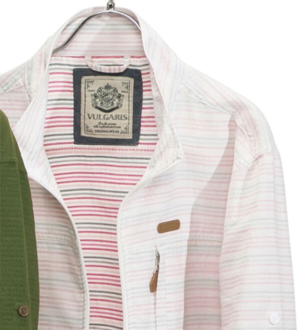 「お洒落なボーダージャケット（メンズジャケット）」｜ホワイト