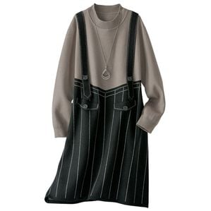 BELLUNA（ベルーナ）の「重ね着風ジャカードニットチュニック（チュニック）」｜モカ系