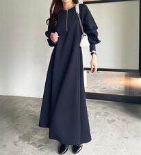 GeeRA（ジーラ）の「【再入荷】1枚で決まる！ハーフジップフレアワンピース（カットソーワンピース）」