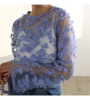 GeeRA（ジーラ）の「３Ｄレースブラウス（ブラウス）」｜ブルー