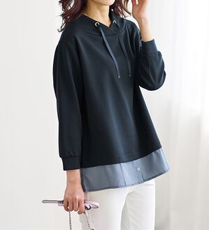 BELLUNA（ベルーナ）の「ワイドネックデザインシャツ切替チュニック（チュニック）」｜詳細画像