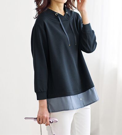 BELLUNA（ベルーナ）の「ワイドネックデザインシャツ切替チュニック（チュニック）」