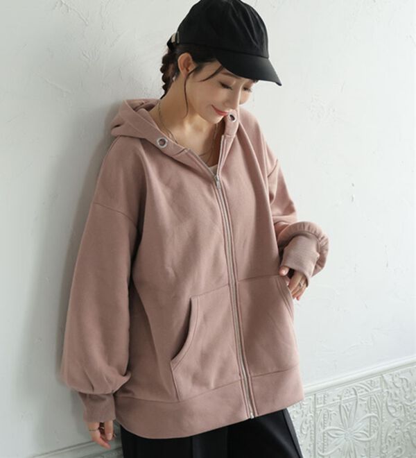 A HAPPY MARILYN（アハッピーマリリン）の「【Ｌ～８Ｌ】【ハピぽか裏起毛】ゆったりジップパーカー 毛玉になりにくい（パーカー）」｜詳細画像