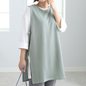 BELLUNA（ベルーナ）の「あぜ素材チュニックベストアンサンブル（チュニック）」｜ライトグリーン