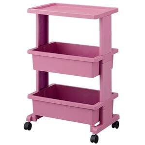 iellio（イエリオ）の「【８日間限定価格】日本製リセ　テーブルワゴン３段＜キッチンワゴン・バスケットトローリー・ラック＞（リビング用品）」｜ピンクグレー