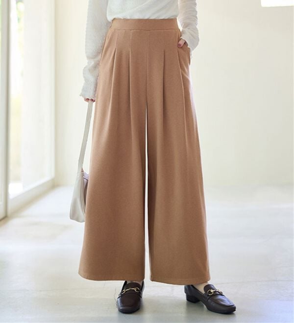 alotta（アロッタ）の「マシュマロのような肌触り！新定番パンツ（ワイドパンツ・ガウチョ）」｜杢ベージュ