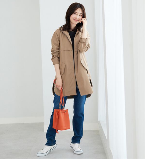 BELLUNA（ベルーナ）の「はっ水加工ボンディング素材ロング丈パーカー（ハーフコート）」｜詳細画像