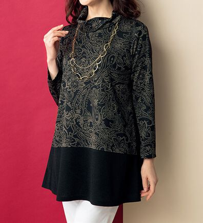 ルフラン（ルフラン）の「日本製ニットちりめん切替ブラウス＜芹菜～せりな～＞（ブラウス）」