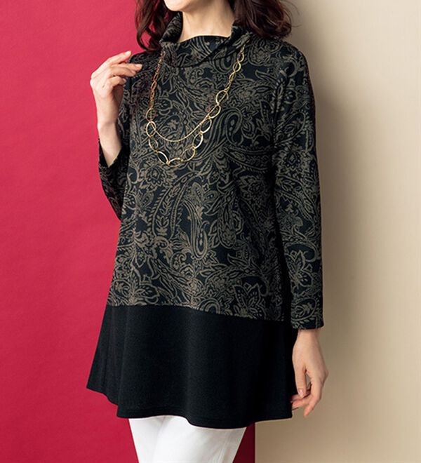 ルフラン（ルフラン）の「日本製ニットちりめん切替ブラウス＜芹菜～せりな～＞（ブラウス）」｜詳細画像