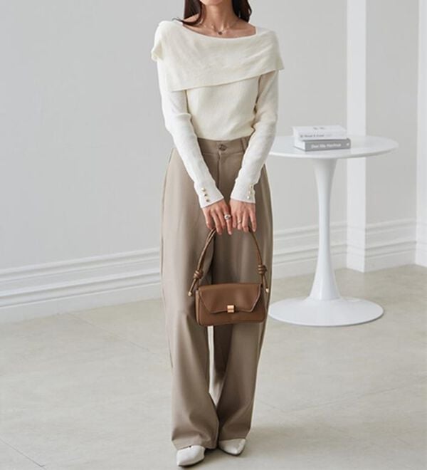 RANAN（ラナン）の「アシメオフショルリブニット（ニット・セーター）」｜詳細画像