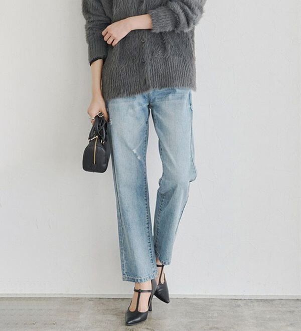 Pierrot（ピエロ）の「【選べる丈】ハイウエストストレートデニム（フルレングスパンツ）」｜詳細画像