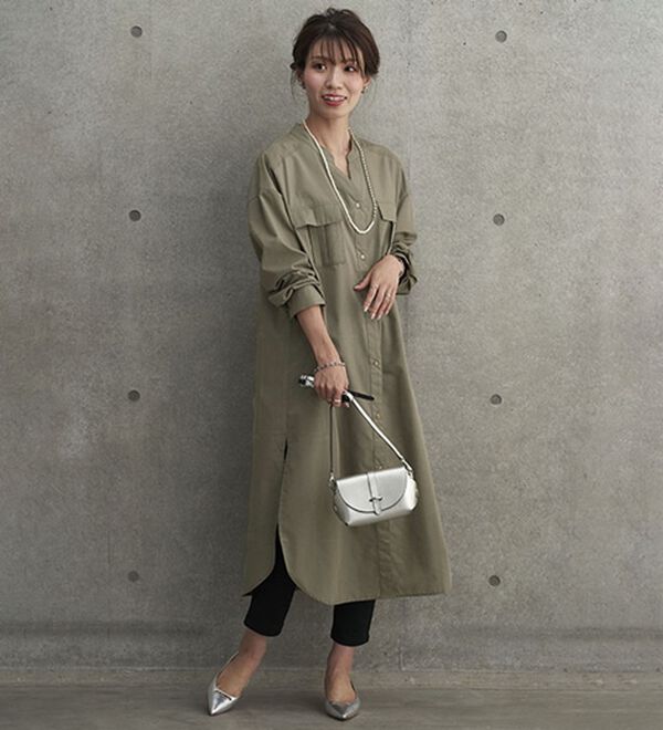 BELLUNA（ベルーナ）の「胸ポケット付キーネックシャツワンピース（チュニック）」｜詳細画像