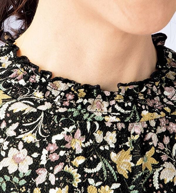 ルフラン（ルフラン）の「日本製シャーリング使いが上品なニットちりめんブラウス＜初美～はつみ～＞（ブラウス）」｜詳細画像