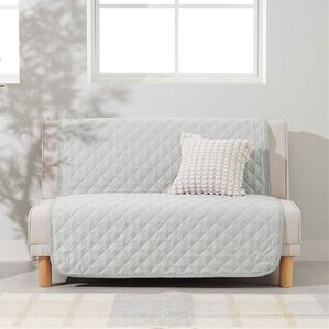 iellio（イエリオ）の「１年中使える！はっ水麻風キルトソファカバー＜裏面滑りにくい加工付・オールシーズン・洗濯可能・ウォッシャブル＞（ソファーカバー）」｜グレー