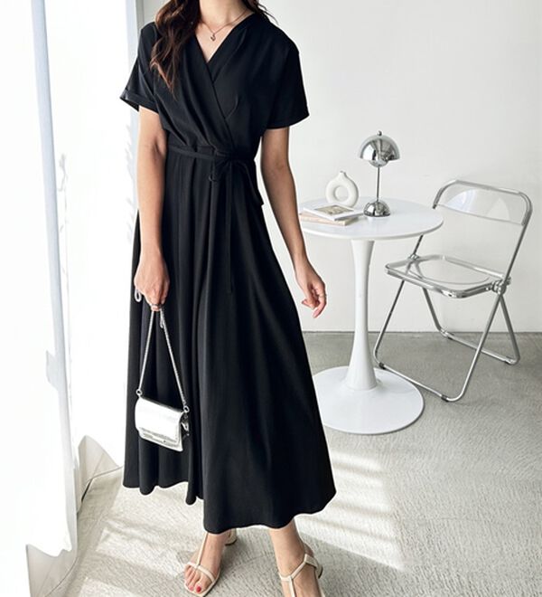 GeeRA（ジーラ）の「カシュクールフレアーワンピース（その他ワンピース）」｜ブラック