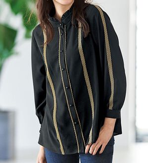 BELLUNA（ベルーナ）の「クールに決まる配色レース使い衿フリルブラウス（ブラウス）」｜詳細画像