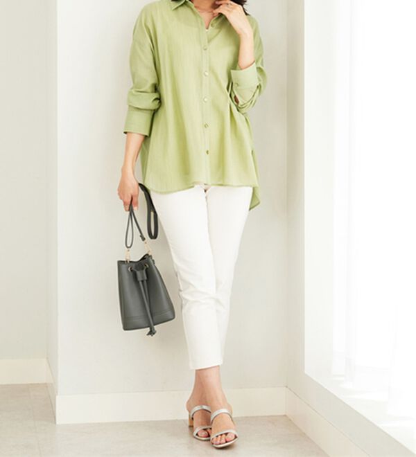 BELLUNA（ベルーナ）の「大人のシアー感！綿１００％楊柳素材シャツ（シャツ）」｜詳細画像