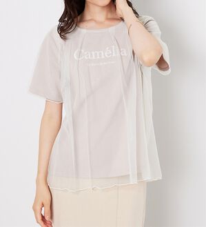 BELLUNA（ベルーナ）の「チュール重ねロゴプリントプルオーバー（カットソー）」｜詳細画像