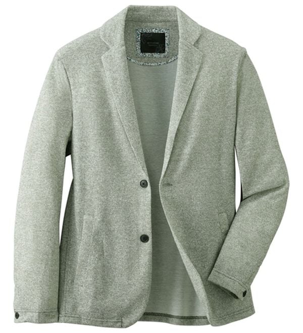 「麻入りメッシュテーラードカーディガン（メンズカーディガン）」｜カーキ