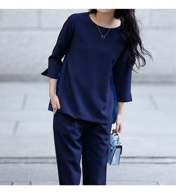 RANAN（ラナン）の「楽ちんキレイ見え！バックプリーツセットアップ（ブラウススーツ）」｜詳細画像