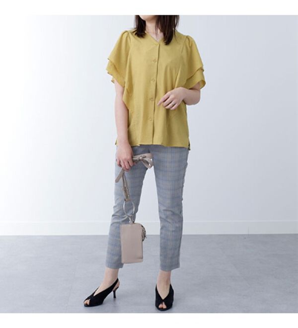 BELLUNA（ベルーナ）の「ビンテージ調素材袖フリルブラウス（ブラウス）」｜詳細画像