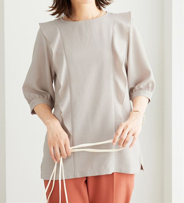 BELLUNA（ベルーナ）の「麻調合繊フリルデザインブラウス（ブラウス）」｜詳細画像