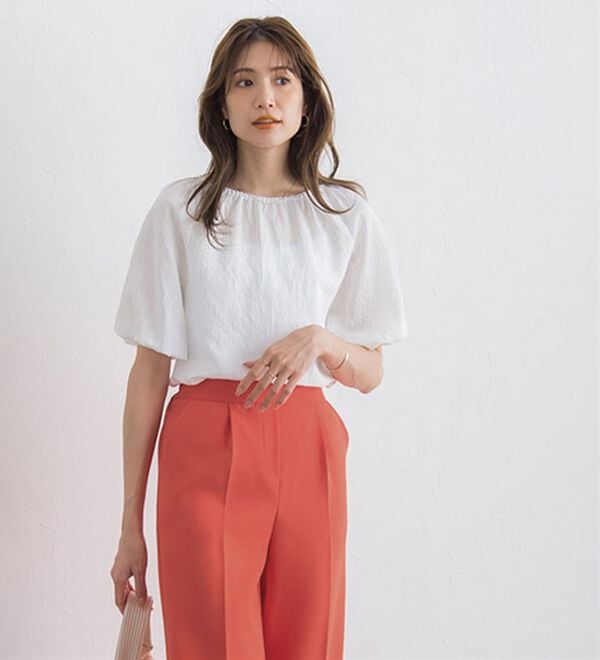 Pierrot（ピエロ）の「ストライプギャザーブラウス（ブラウス）」｜詳細画像