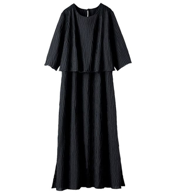 BELLUNA（ベルーナ）の「波柄ジャカード重ね着風ワンピース（その他ワンピース）」｜詳細画像