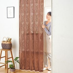 「日本製テイジン糸使用　断熱アコーディオンカーテン（のれん・間仕切り・カフェカーテン）」｜ブラウン