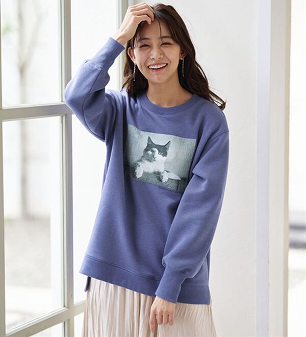 BELLUNA（ベルーナ）の「【毛玉になりにくい】あったかキレイ！大人のプリントトレーナー（トレーナー・スウェット）」｜詳細画像