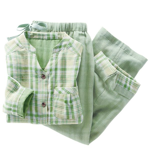 LAVIENNE（ラヴィエンヌ）の「【オーガニックコットン使用】綿１００％Ｗガーゼのルームパジャマ（パジャマ・ルームウェア）」｜詳細画像