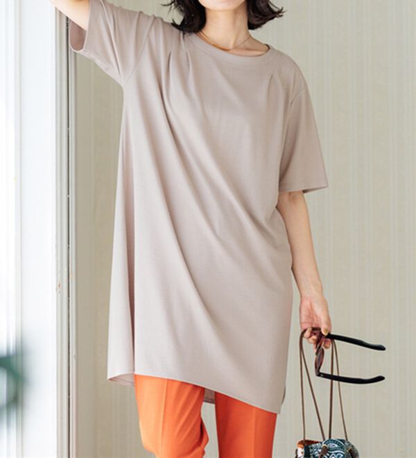 BELLUNA（ベルーナ）の「【接触冷感】かのこ素材タックデザインチュニックワンピース（その他ワンピース）」｜詳細画像