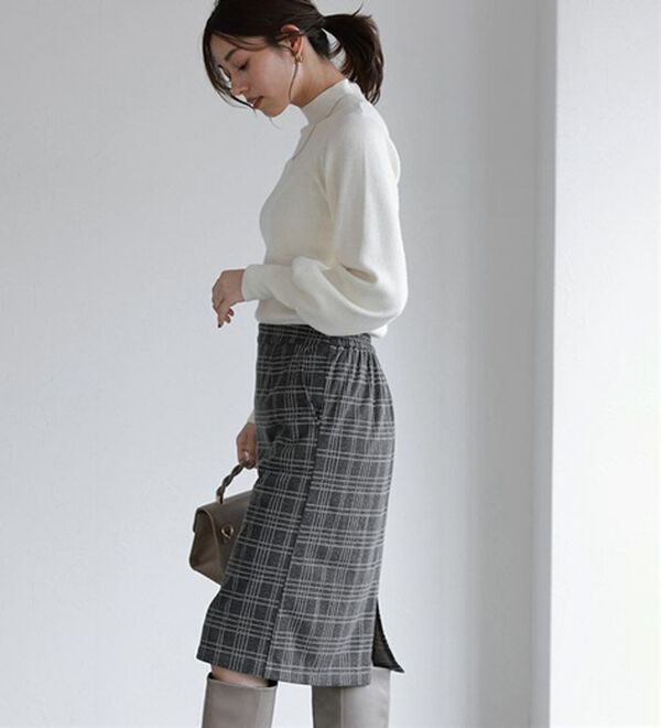 Pierrot（ピエロ）の「丈と柄が選べるカシミヤタッチＩラインスカート（ロングスカート）」｜詳細画像