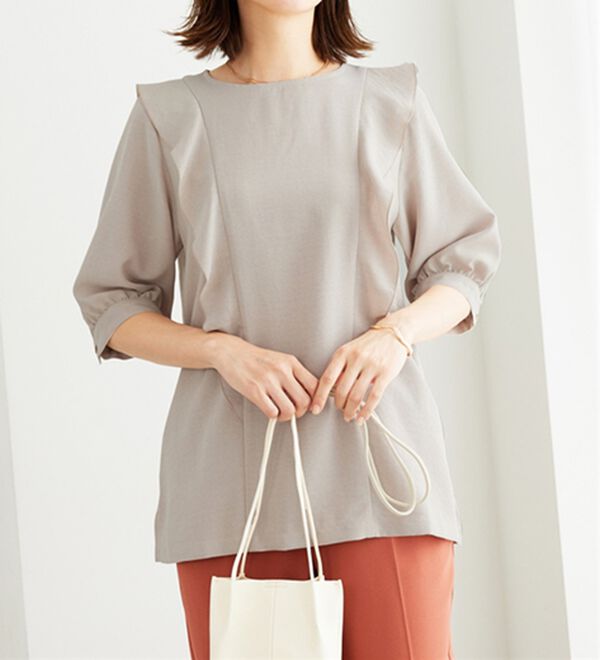 BELLUNA（ベルーナ）の「麻調合繊フリルデザインブラウス（ブラウス）」｜詳細画像