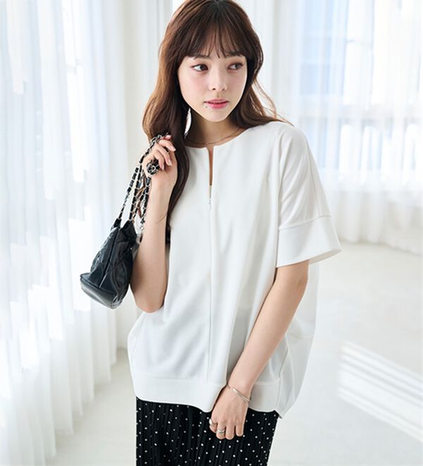 RANAN（ラナン）の「【4つの機能付】ひんやりハーフジップコクーンチュニック（チュニック）」｜詳細画像