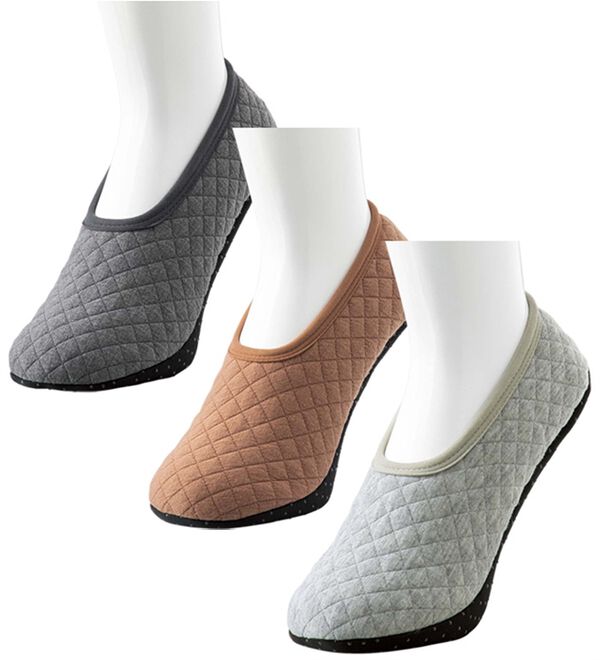 LAVIENNE（ラヴィエンヌ）の「【３足組】脱げにくくて便利なキルトソックス（靴下・ストッキング）」｜詳細画像