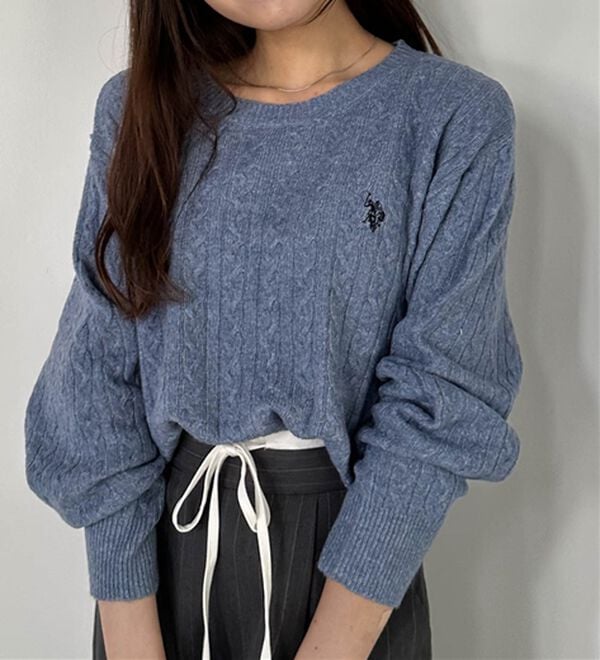 RANAN（ラナン）の「＜U.S.POLO ASSN.ユーエスポロアッスン＞ ワンポイントケーブルニット（ニット・セーター）」｜詳細画像