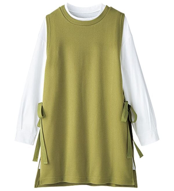 BELLUNA（ベルーナ）の「あぜ素材サイドリボン使いベストアンサンブル（アンサンブル）」｜詳細画像