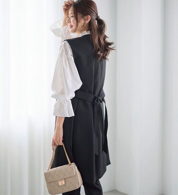 GeeRA（ジーラ）の「【２点セット】ロングジレセットアップスーツ（パンツスーツ）」｜詳細画像